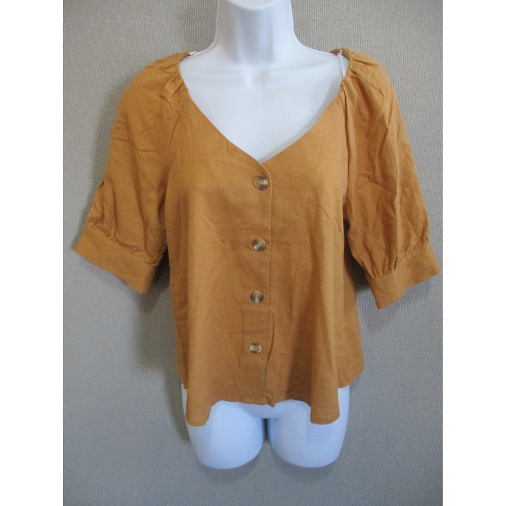 Roommates Short Raglan Sleeve Linen Blend Blouse Size Small